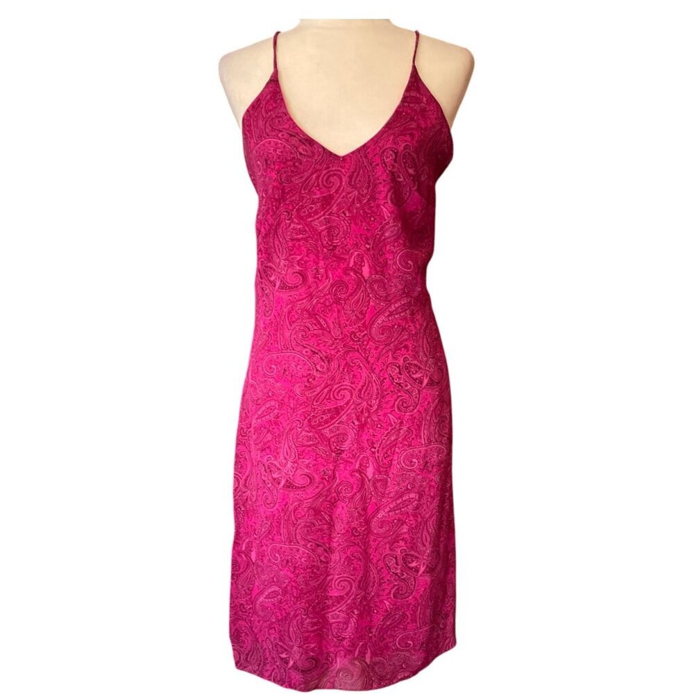 90s Pink Paisley Spaghetti Strap Slip Dress Sz 8 Whimsigoth Fairy Wierdo Y2K